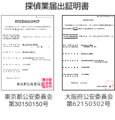 全国探偵業届出証明書