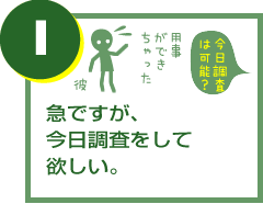 急ですが、今日調査をして欲しい。