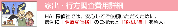 家出・行方調査料金